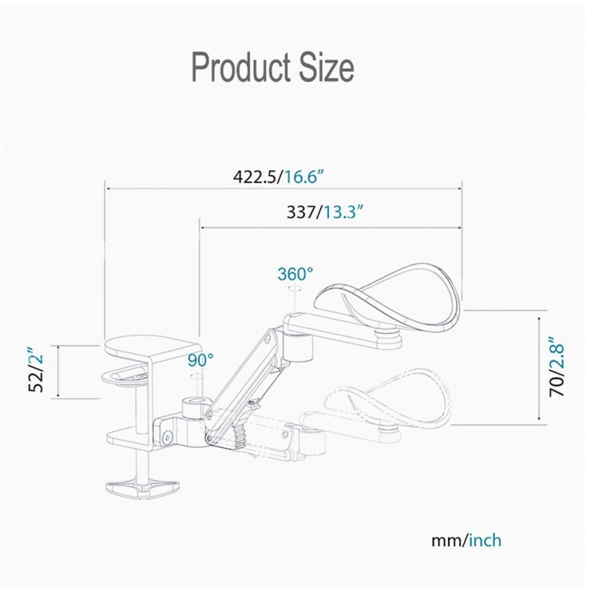 Punch-free Computer Mouse Pad Wrist Rotating ARM Stander Rotatable Bracket