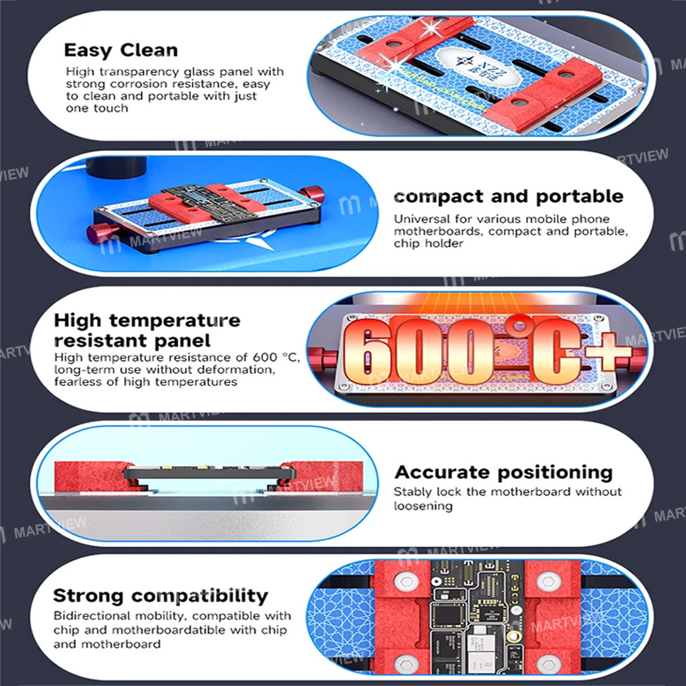xzz gl-02-square-damping-high-temperature-resistant-tempered-glass-motherboard-chip-repair-fixture-6