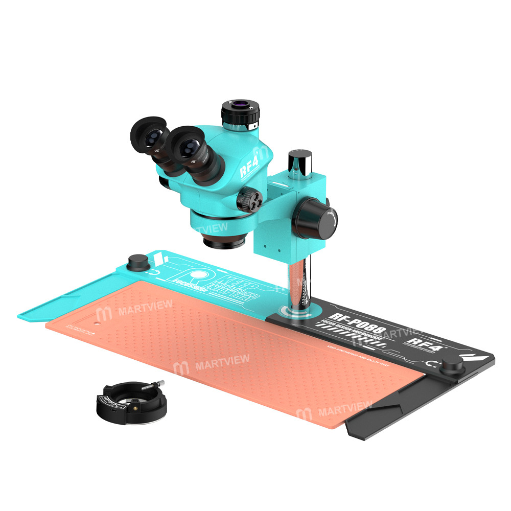 rf4 rf-7050tv-po88-7x-50x-synchronous-zoom-trinocular-stereo-microscope-with-po88-60x30cm-work-mat-1