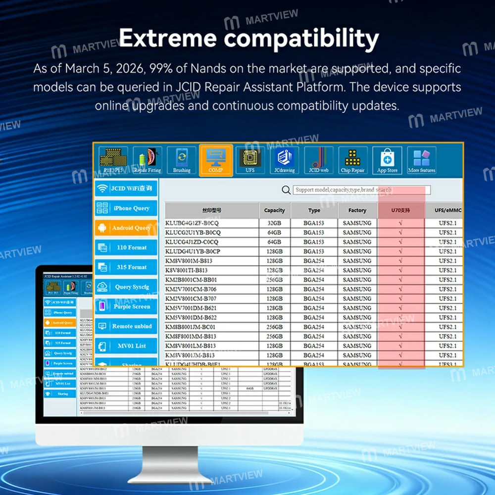 jcid u70-gen-2-android-nand-programmer-for-android-ufs-emmc-isp-nand-repair-17