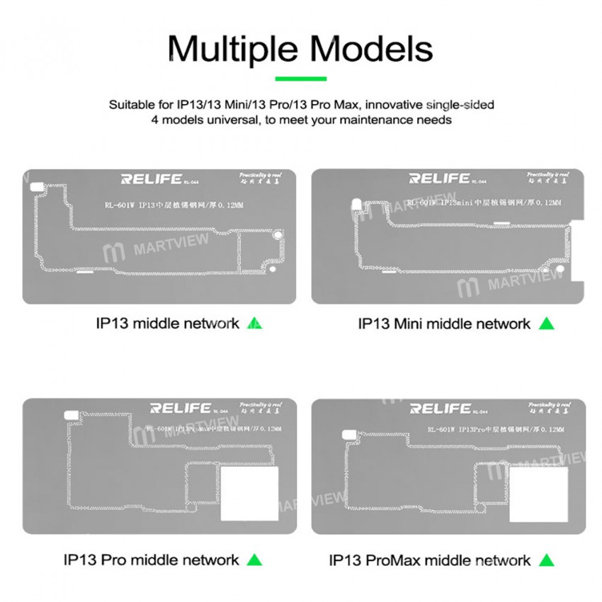 Relife RL-601W Mini Middle Layer Board Stencil Stencil Kit for iPhone 13 Series