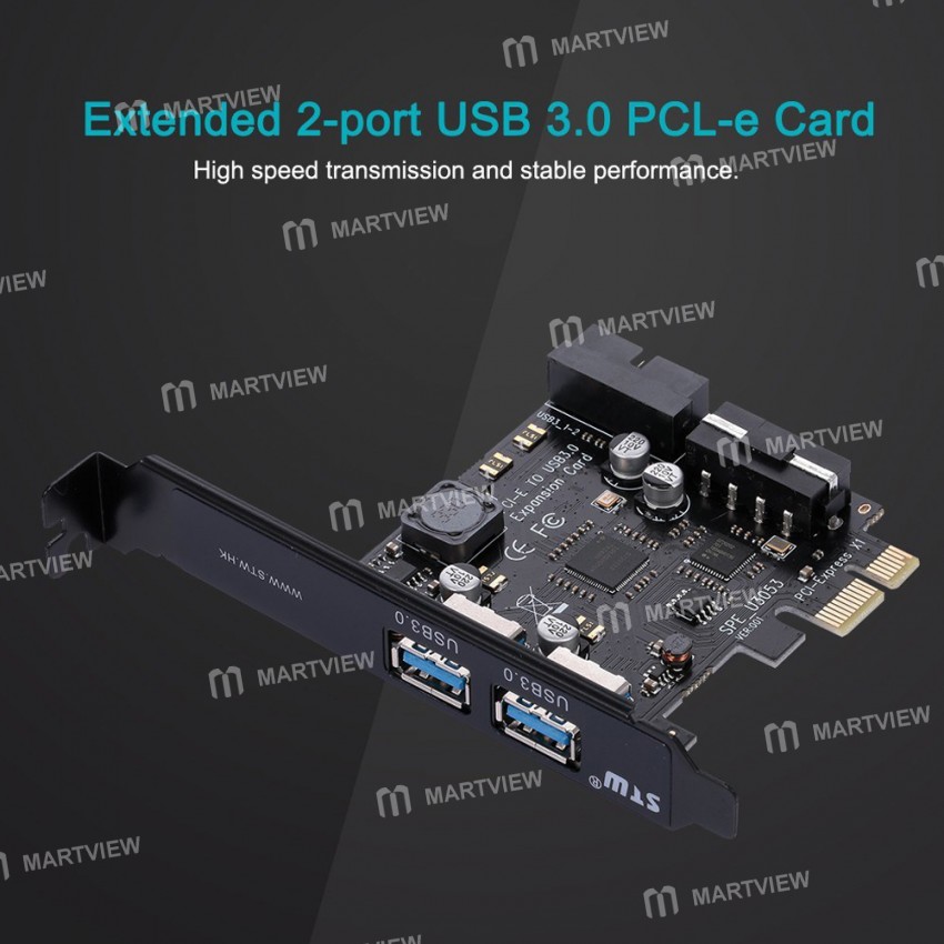 STW-3002 NEC Chip PCI-E to USB 3.0 2-Port PCI Expansion Card with 19-Pin Connector for Win XP/7/8