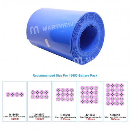Tube Thermorétractable PVC 200mm Plat - 1 Mètre Bleu Pour Batterie 18650 Double Couche