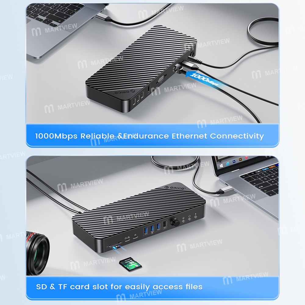 orico dka19-19-in-1-5gbps-type-c-hdmi-vga-rj45-sdtf-headphone-desktop-docking-station-12