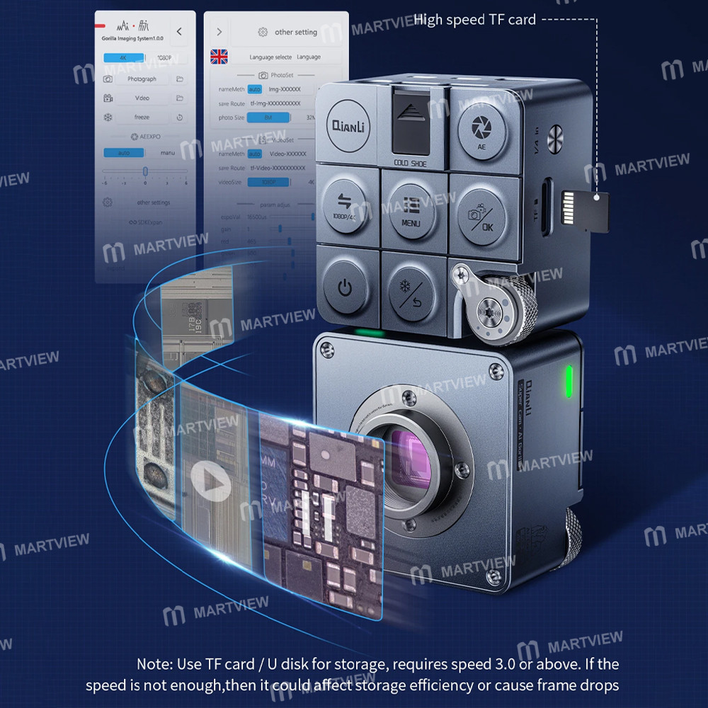 qianli super-cam-ai-gorilla-8mp-sony-sensor-4k-microscope-industrial-camera-with-zoom-handwheel-15