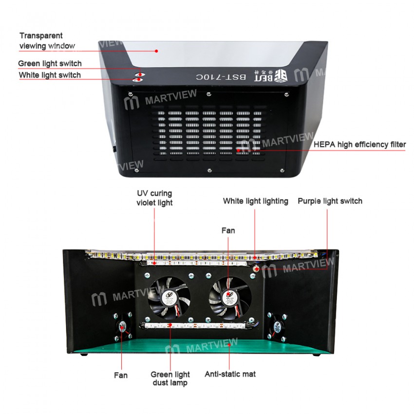 BST-710C Multifunction Mini Desktop Film Dust Removal Workbench for Mobile Phone LCD Repair