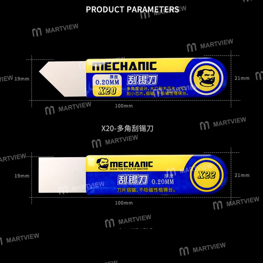 Mechanic X20 X22 T0.2mm High Toughness Solder Paste Tin Scraper Knife