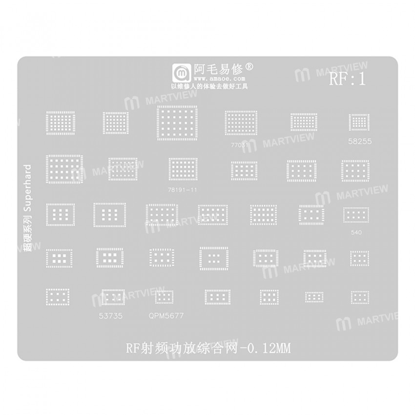 Amaoe RF:1 0.12mm RF Power Amplifier Comprehensive BGA Reballing Stencil