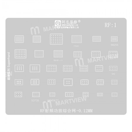 Amaoe RF:1 0.12mm RF Power Amplifier Comprehensive BGA Reballing Stencil