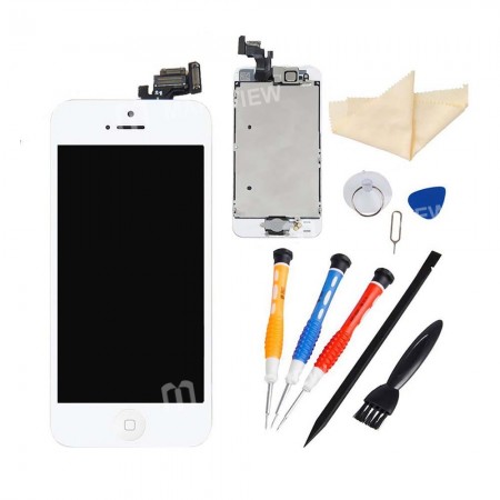 Replacement iPhone 5 LCD with spareparts home button earphone camera etc white