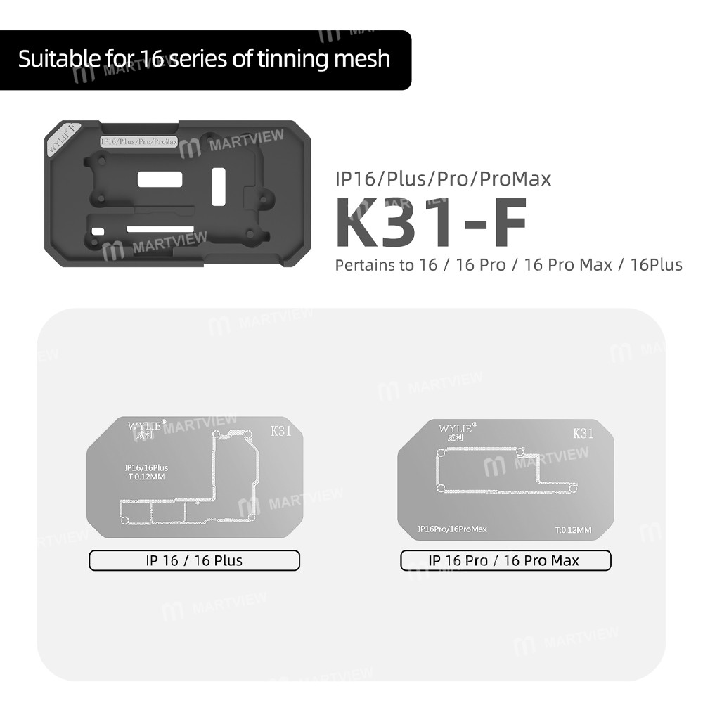 wylie k31-012mm-motherboard-middle-layer-planting-tin-platform-set-for-iphone-x-to-16pro-max-12