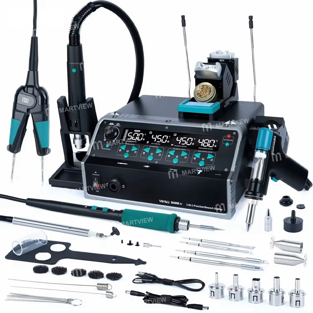 yihua 948d-iv-1410w-5-in-1-hot-air-gun-c245-soldering-iron--tweezers-iron--suction-tin-gun-rework-st