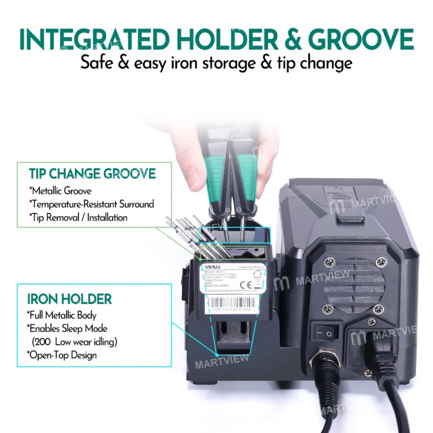 yihua 982d-i-intelligent-high-precision-soldering-station-with-907c-dual-head-tweezers-handle-4