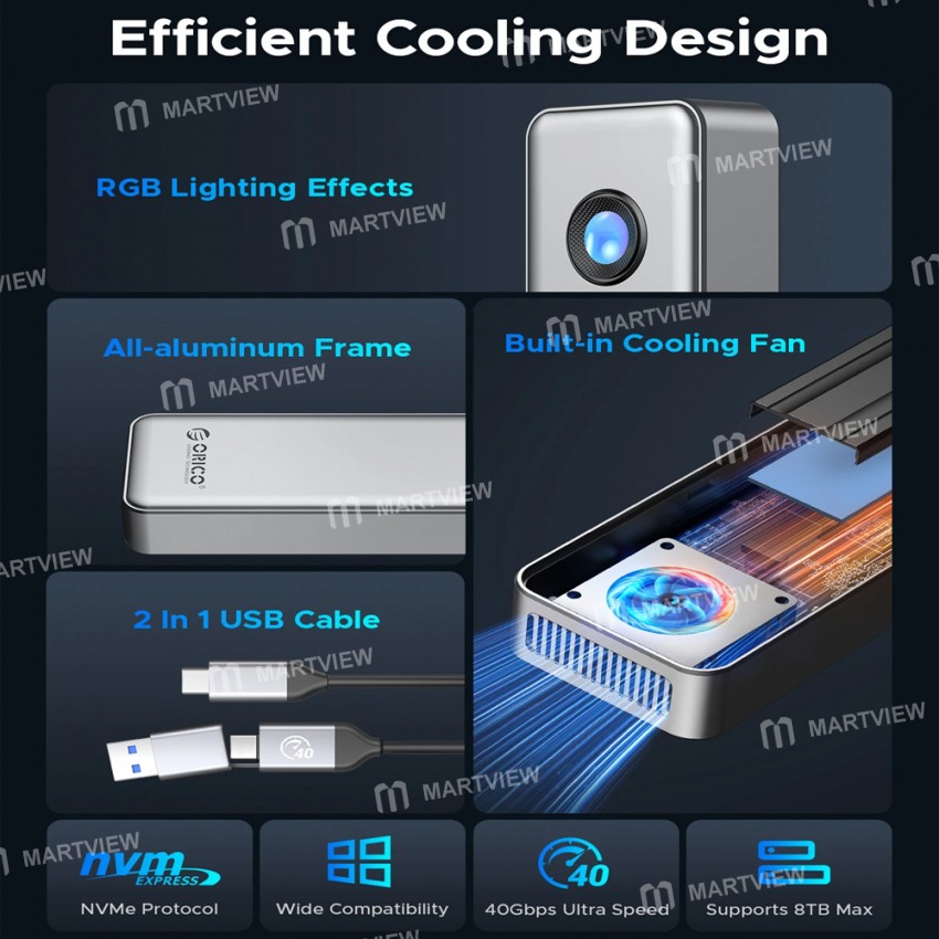 orico oum2-u4-type-c-rgb-usb4-40gbps-m2-nvme-ssd-enclosure-with-cooling-fan-4