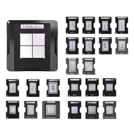 XZZ 45-in-1 Intel Low-Voltage / Intel Standard-Voltage / Southbridge PCH / AMD CPU BGA Reballing Stencil Platform Set
