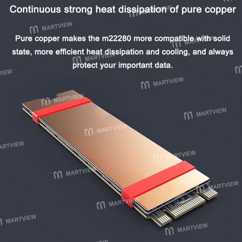 Pure Copper M.2 2280 SSD Heatsink with 6.0W/M K Thermal Pad for Computer Notebook - 2Pcs