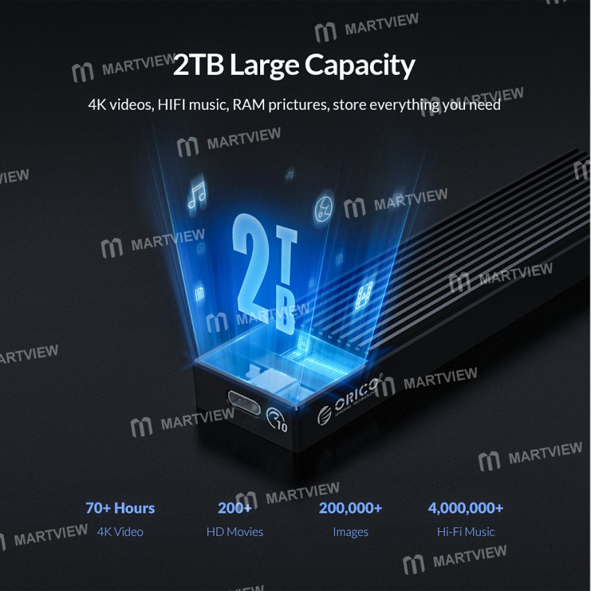 Orico M2PV-C3 USB3.1 Gen2 Type-C M.2 NGFF SSD Enclosure Supports SATA Standard M.2 NGFF Protocol