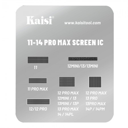 Kaisi 6-in-1 LCD Screen IC BGA Reballing Stencil for iPhone 11 to 14Pro Max
