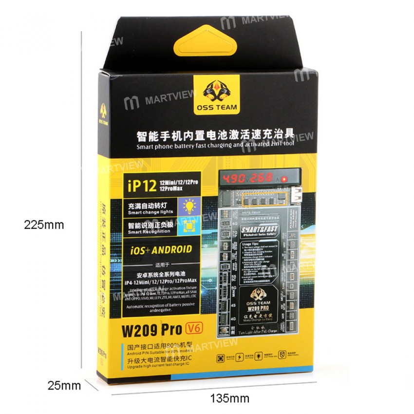 W209 Pro V6 Battery Charging Activation Board for iPhone 6 to 12 Pro Max and Android Phone