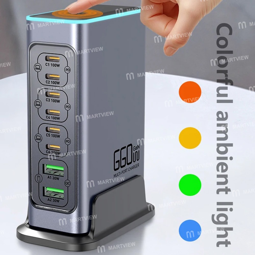 wlx f8l-8-port-660w-high-power-pdqc30-gan-desktop-charging-station-14