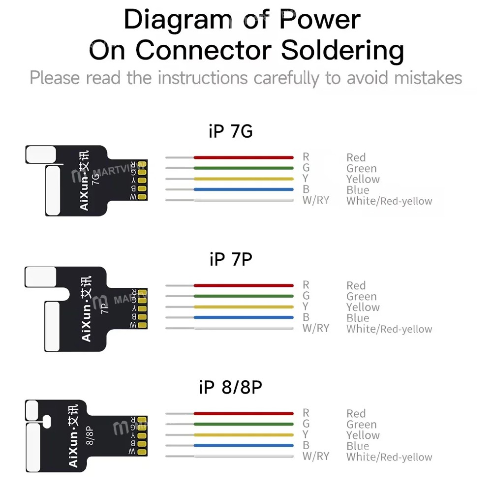 aixun p2408s-p3208-special-power-on-cable-set-for-iphone-7g-to-16pro-max-9