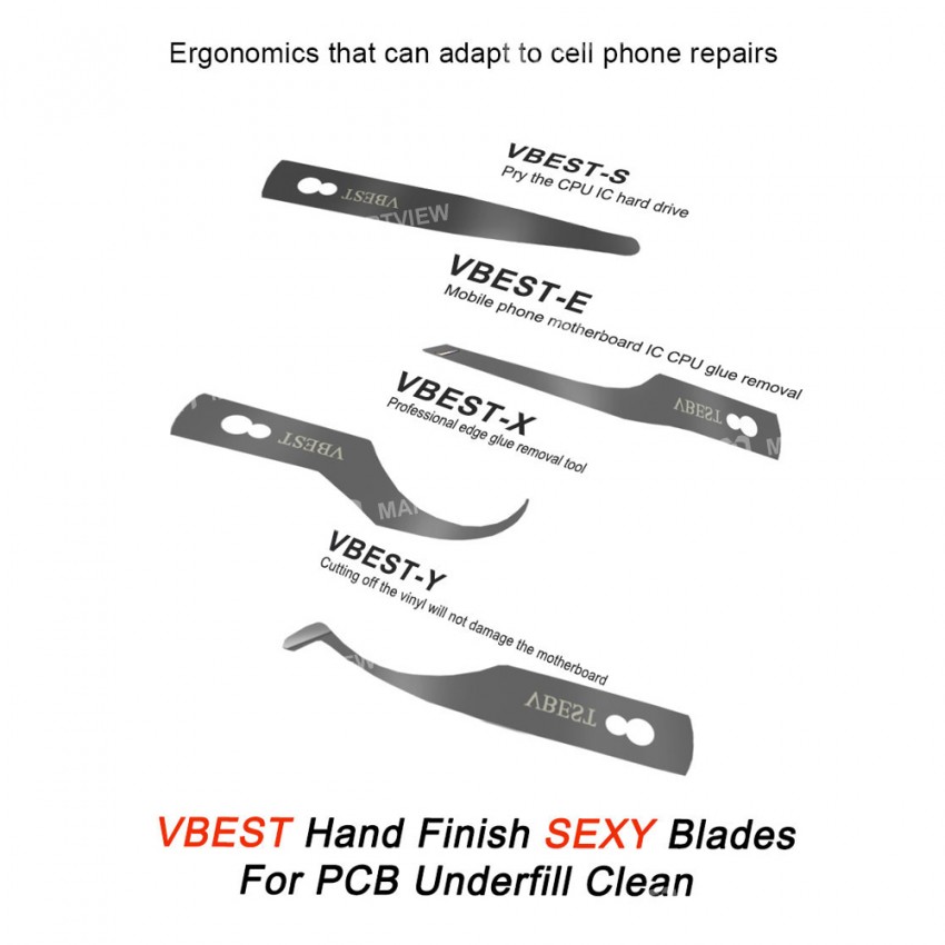 BST-69A+ 4-in-1 CPU IC Chip Glue Remover Knife Set for BGA Chip Disassembly Rework