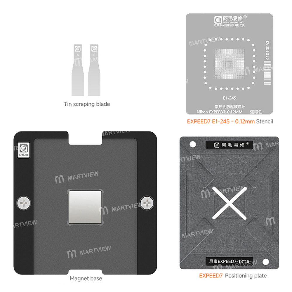 amaoe 012mm-nikon-expeed-7-e1-245-main-control-chip-bga-reballing-stencil-tin-plating-platform-set-f