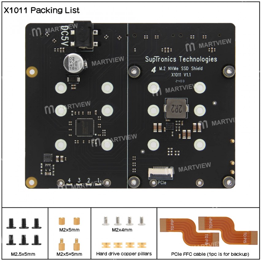 x1011 4-port-pcie-to-m2-nvme-ssd-hard-disk-expansion-board-for-raspberry-pi-5-3