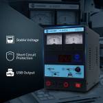 Sunshine P-1502TA 15V 2A Portable LED Digital Display DC Regulated Power Supply with USB Ports