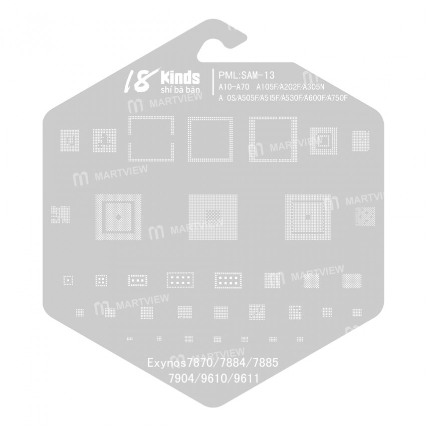 18 Kinds CPU BGA IC Reballing Stencil Kits for Samsung Phones