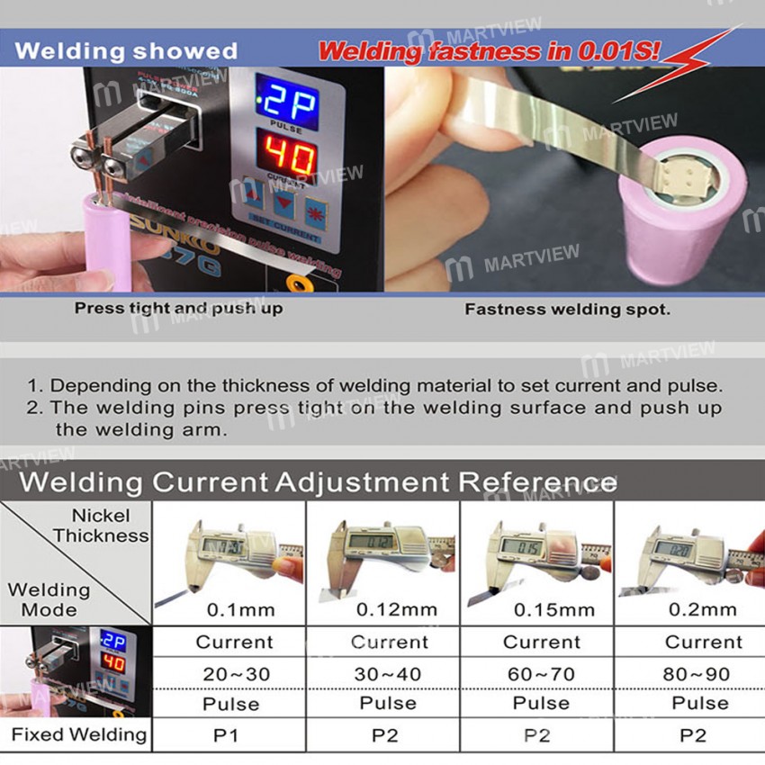 Sunkko 737G Double Pulse Dual Digital Display Lithium Battery Spot Welding Machine