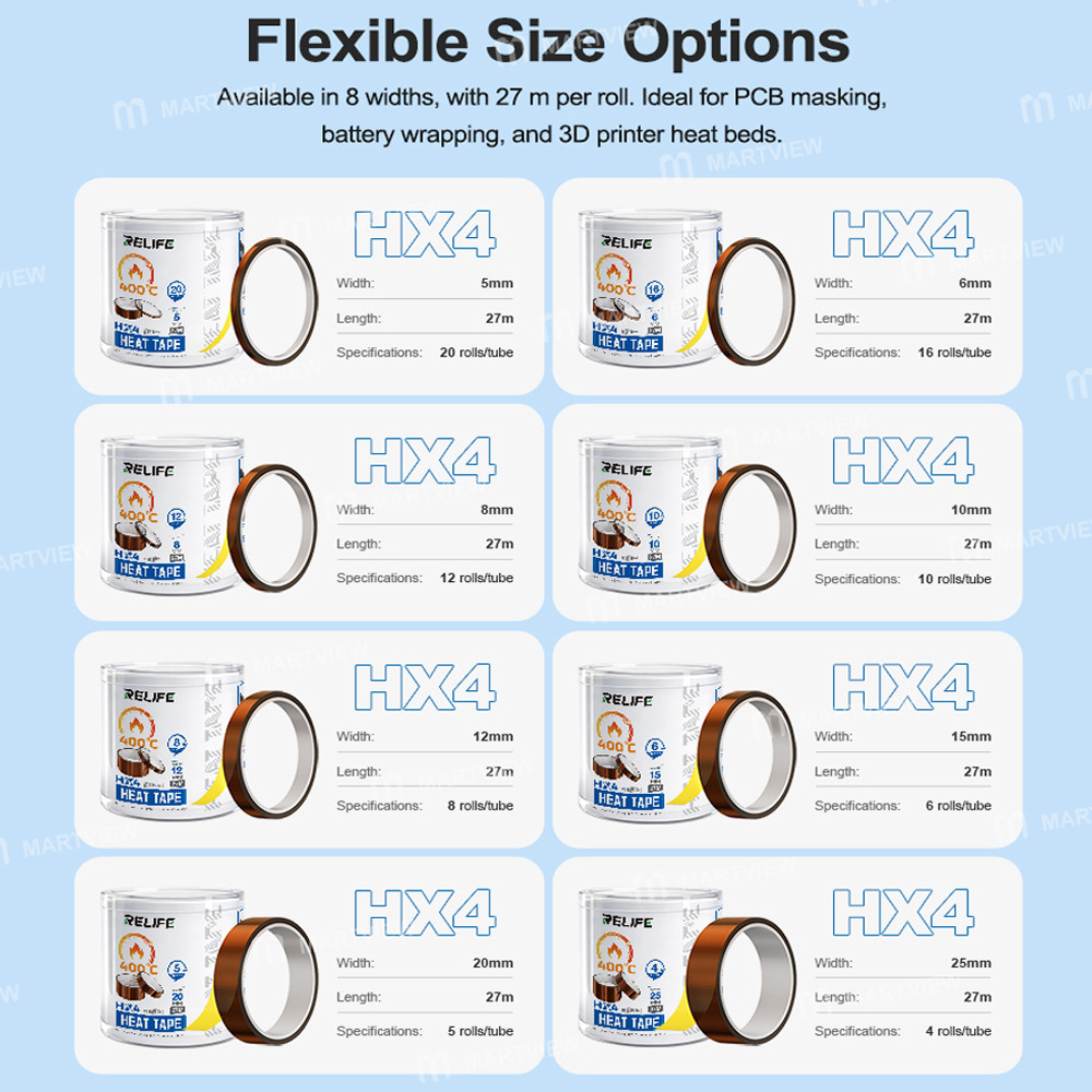relife hx4-high-temperature-kapton-tape-with-multiple-sizes-for-electronics-repair-18