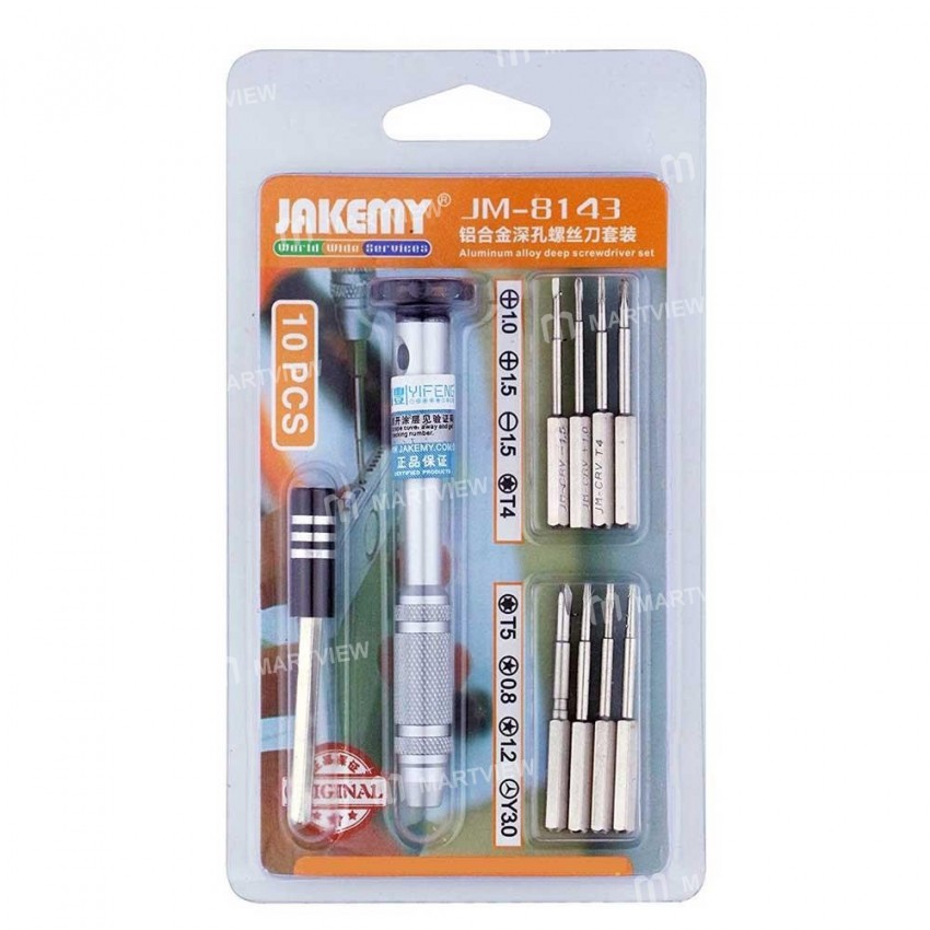 JAKEMY JM-8143 10 in 1 Multifunctional Aluminium Alloy Screwdriver Tools Kit Mobile Phone