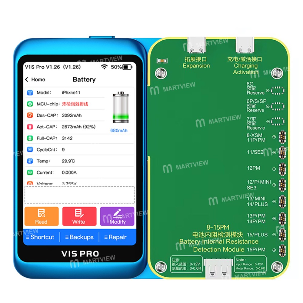 jcid v1s-pro-battery-resistance-test-data-readwrite-detection-module-for-iphone-6-to-15pro-max-1