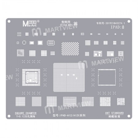 MaAnt iPad:8 0.12mm Square Chamfer BGA Reballing Stencil for iPad-A12 / A12X Series
