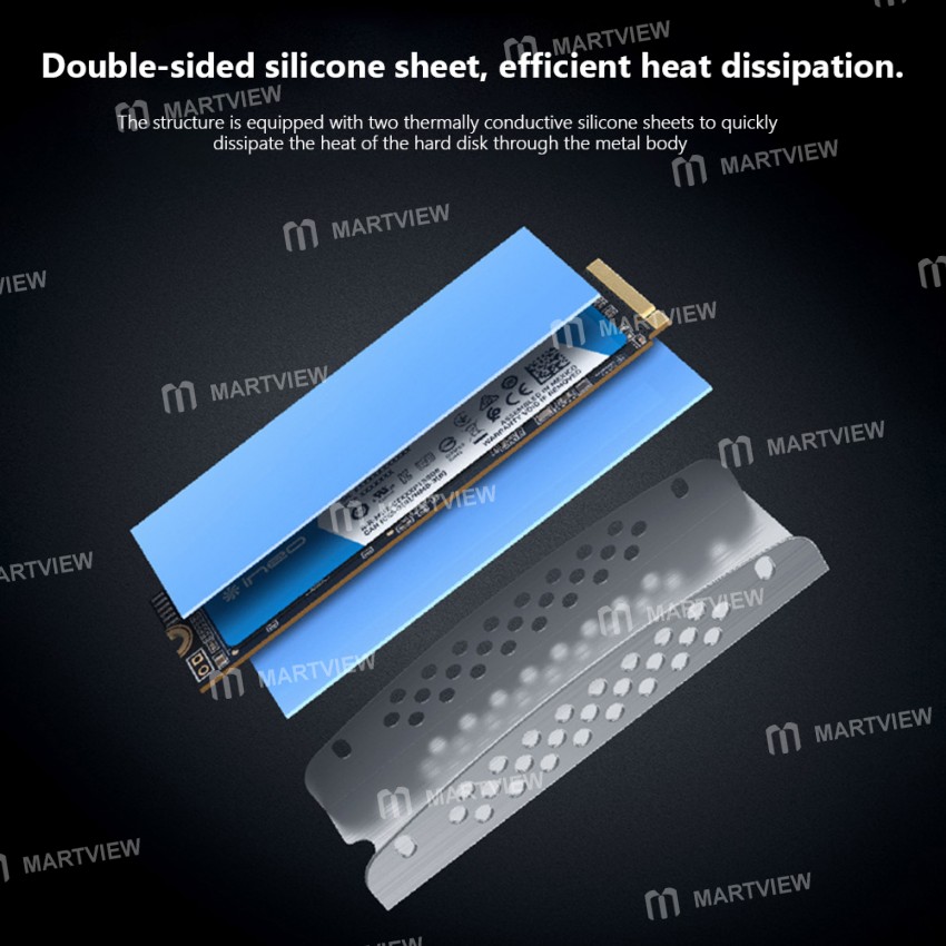 Double-sided Solid Composite Copper Tube Radiator with Thermal Pad compatible for 2280 NVMe M.2 SSD