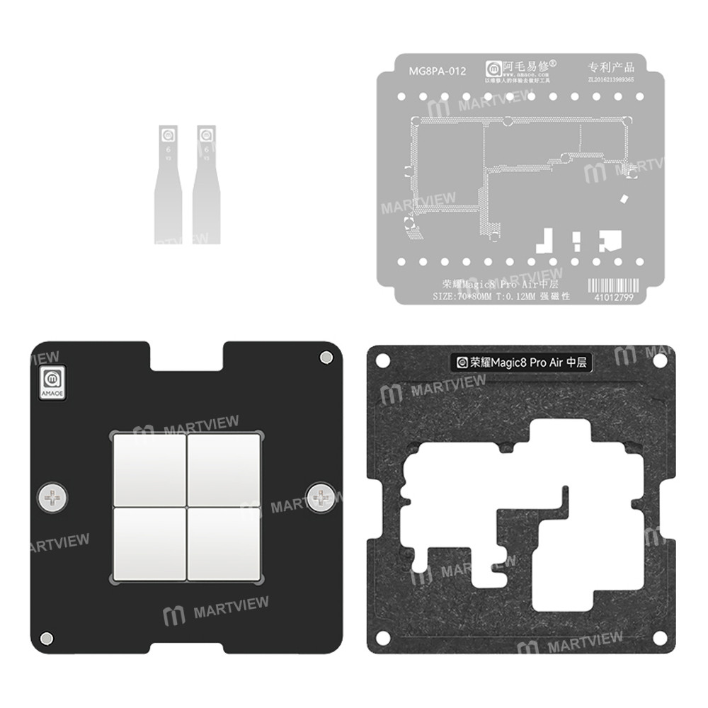 amaoe middle-layer-bga-reballing-stencil-tin-plating-platform-set-for-honor-magic8-pro-air-6