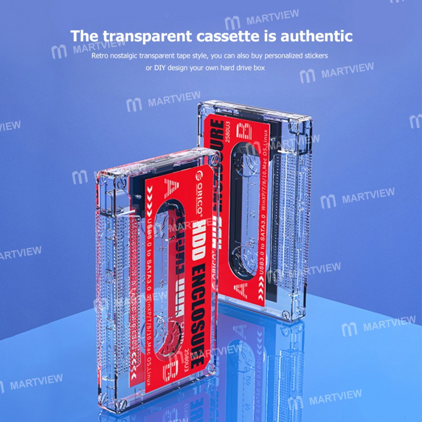 Orico 2.5-inch Max 4TB SATA to USB 3.0 Transparent Retro Tape Type SSD HDD Case