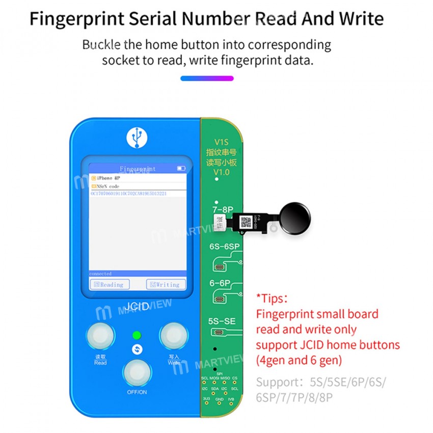 JC V1S Phone Code Reading Photosensitive Original Color Touch Screen Battery Fingerprint Serial Numb