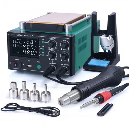 Yihua 853AAA-I 3-in-1 Digital Display Soldering Iron Hot Air Gun Screen Separator Desoldering Station