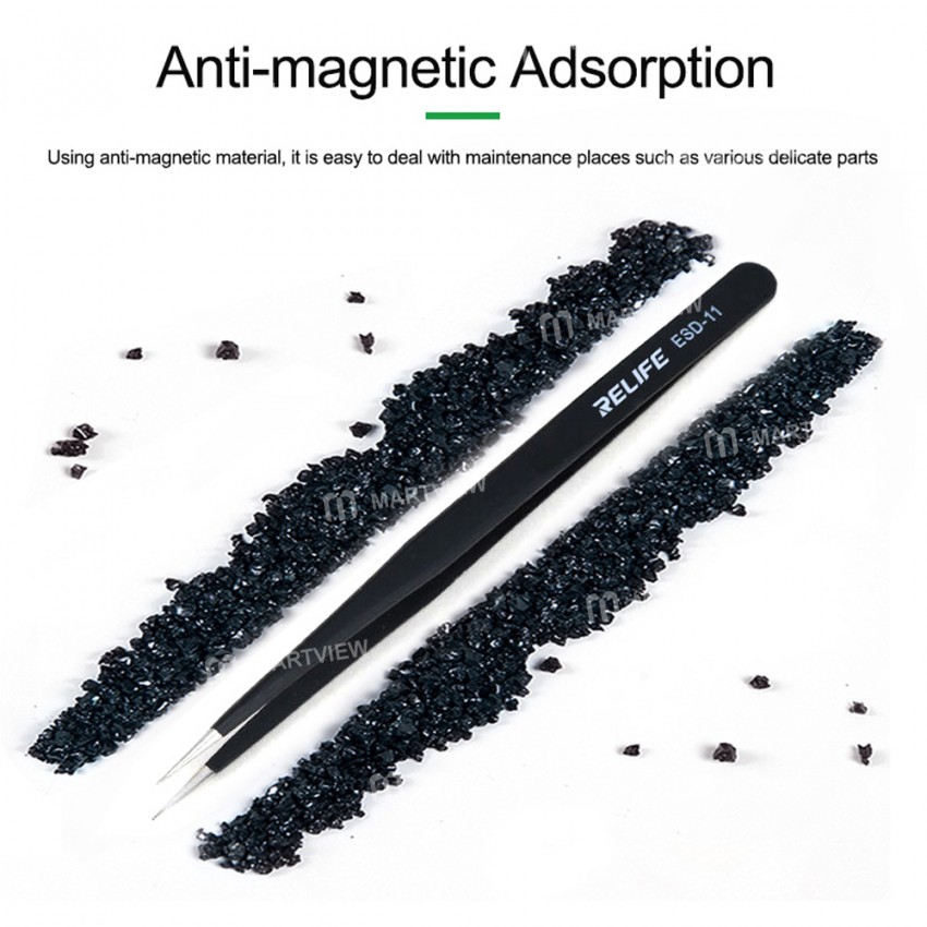 relife rl-esd-black-antistatic-non-magnetic-stainless-steel-precision-tweezers-7