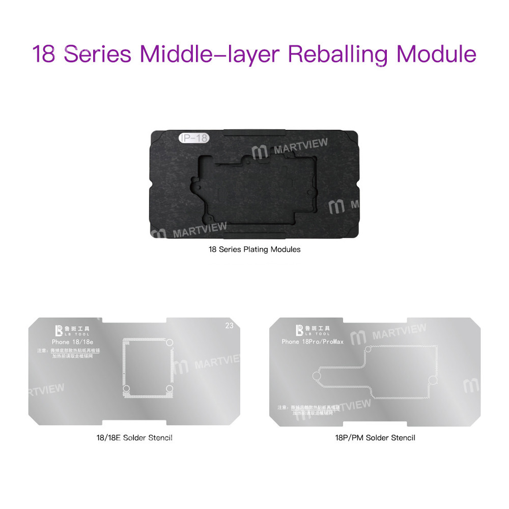 lb tool-f20-max-motherboard-middle-layer-bga-reballing-stencil-tin-plating-platform-for-iphone-18-se