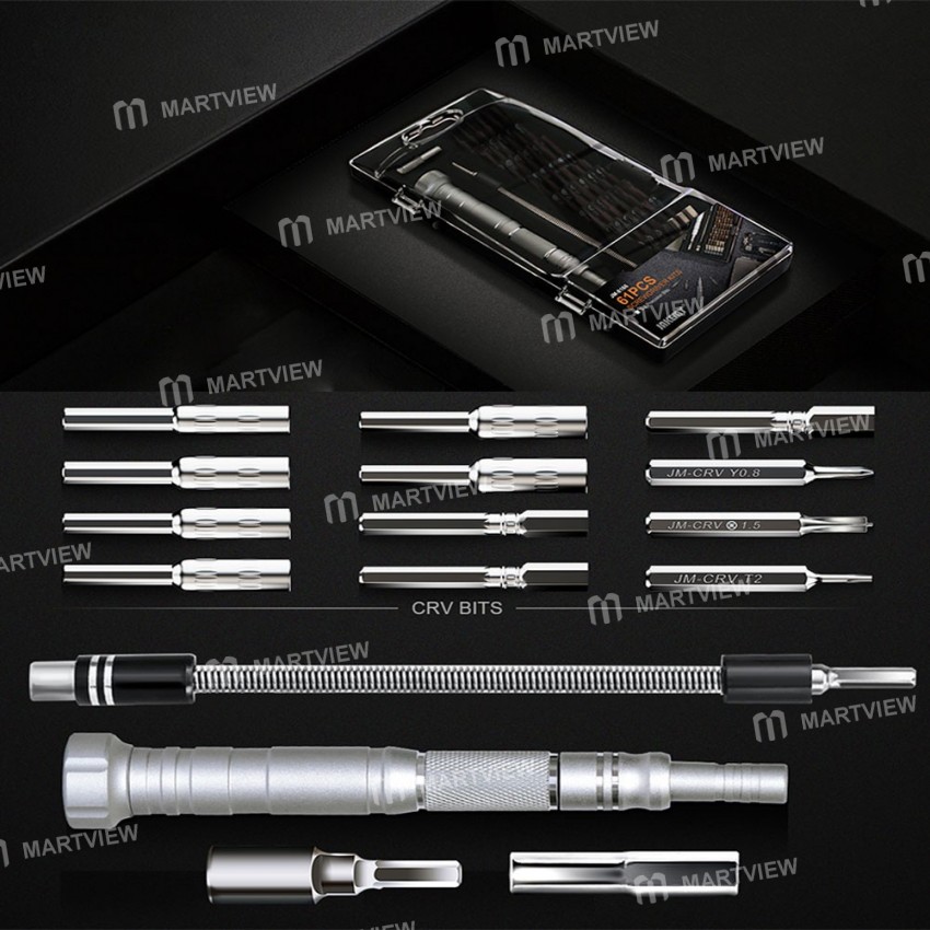 JAKYMY JM-8166 61 in 1 S2 Screwdriver Kits Repair Adjustable Aluminum Alloy Hand Tools Kit for Mobil