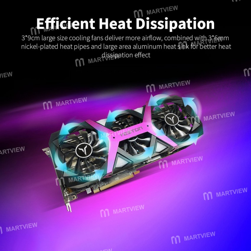 Yeston RX6600XT 8G / 128bit / GDDR6 PA Gaming Graphics Card with 3 Large Size Fans and Breathing Lig