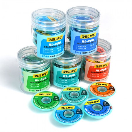Relife RL-20B 1.5M Low Residue Fast Cleaning Strong Desoldering Wire - 5Pcs