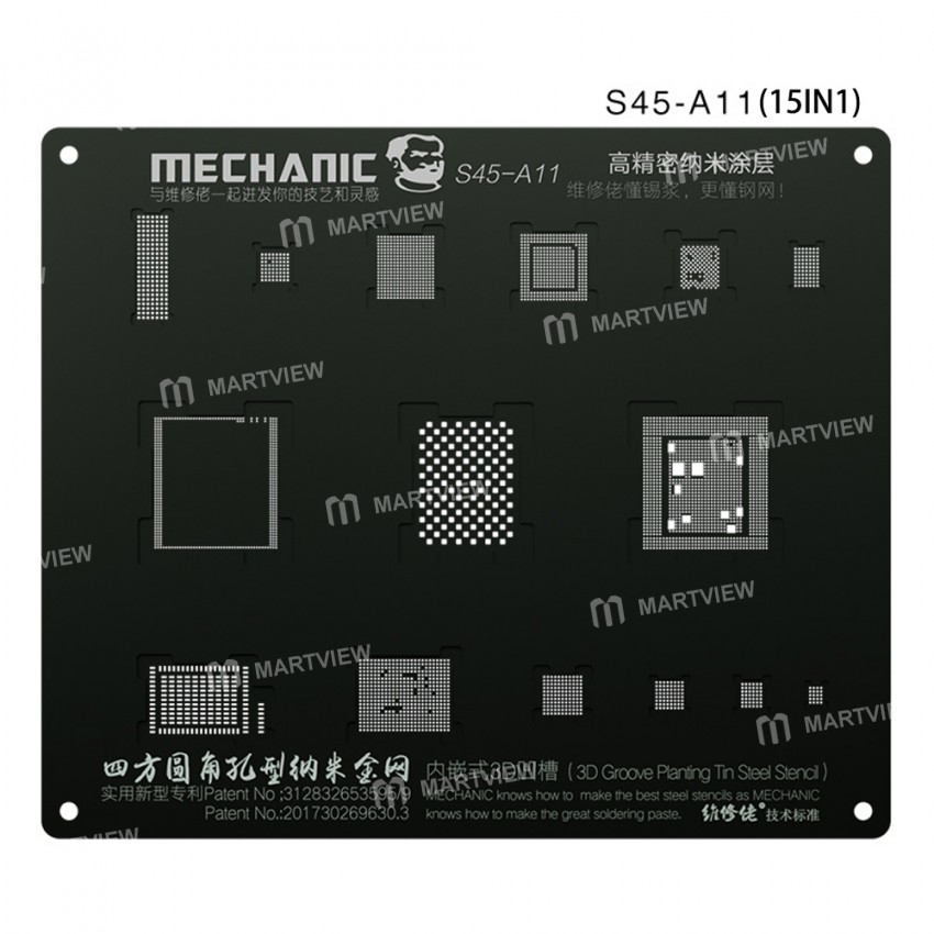 Mechanic S45 3D Groove Tin BGA Reball Stencil Net for A8 / A9 / A10 / A11 / A12