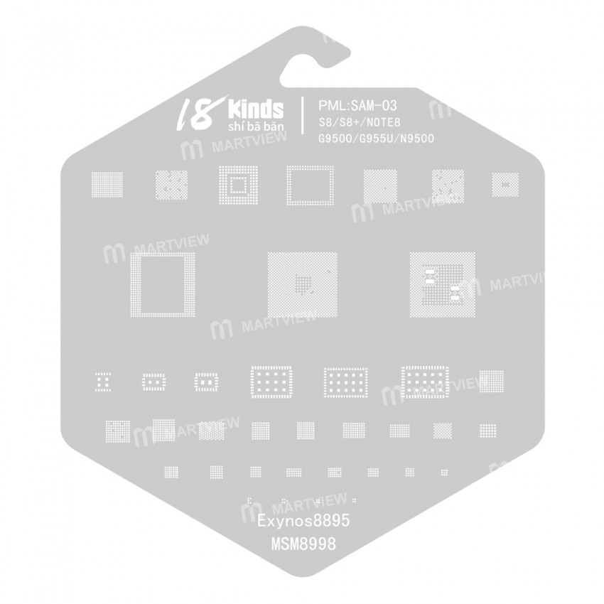 18 Kinds CPU BGA IC Reballing Stencil Kits for Samsung Phones