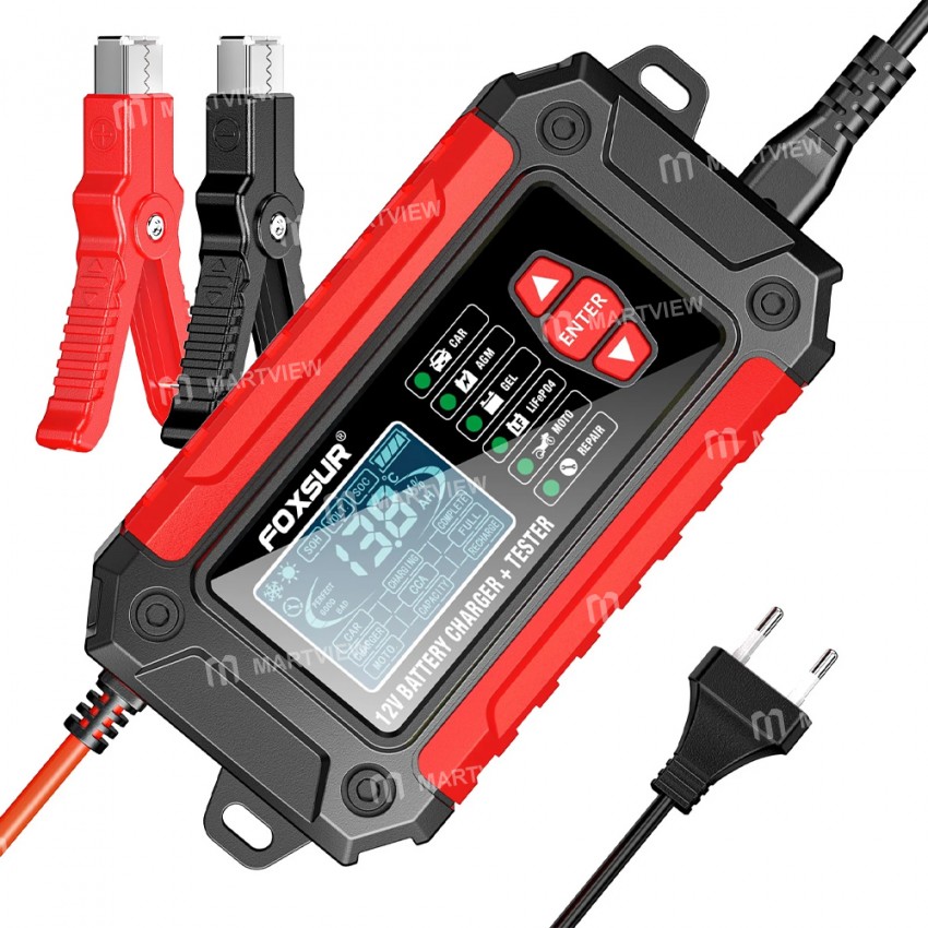 foxsur 12v-6a-2-in-1-intelligent-lead-acid-battery-charger-tester-for-motorcycle-car-2