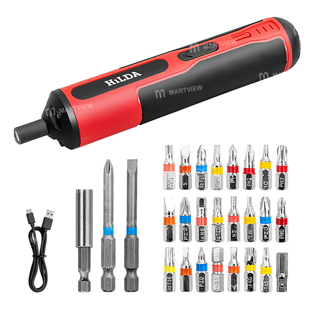 hilda multifunction-rechargeable-4v-cordless-electric-screwdriver-with-27pcs-screwdriver-bits-1