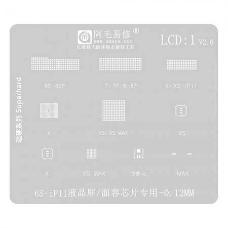 Amaoe LCD Screen IC Face IC Stencil Net for iPhone Xs Max / Xs / XR / X / 8 Plus / 8 / 7 Plus / 7 / 6S Plus / 6S
